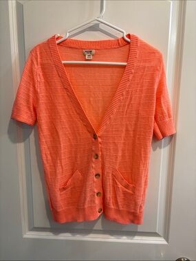 Mossimo Supply Co. Coral Short Sleeve Button Cardigan